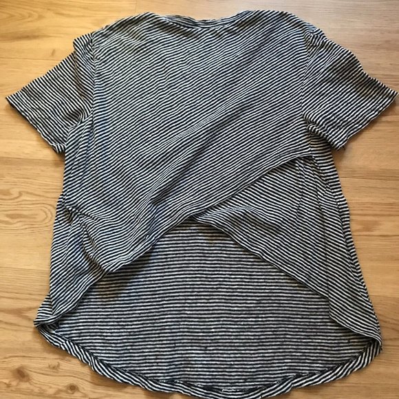 A.L.C. Striped Linen Open Back Tee Black White Size M - Picture 4 of 7